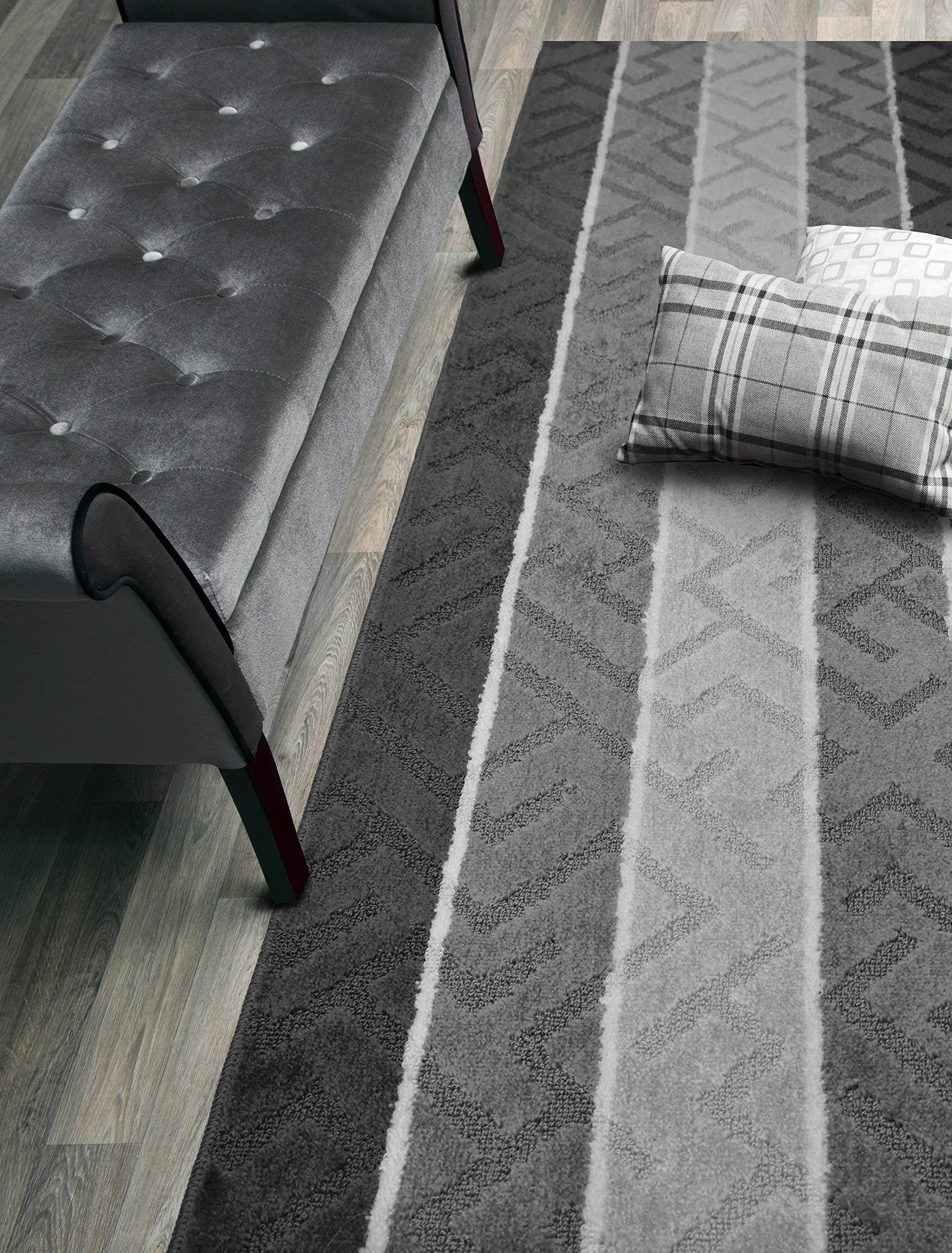 ORFA HOME Custom Size Meander Hallway Runner Rug Slip Resistant, 26 Inch Wide x Your Choice of Length Size, Anthracite, 26 Inch 