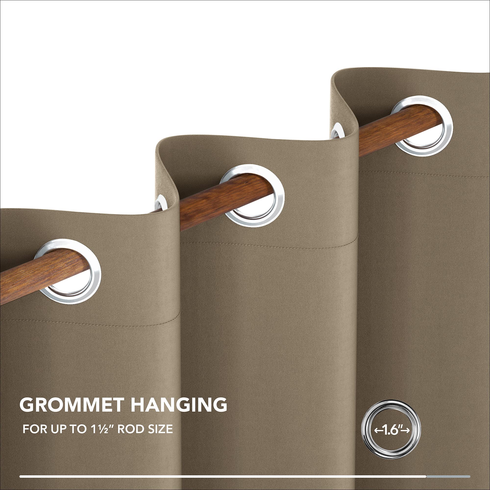 Deconovo Blackout Grommet Curtains ?Thermal Insulated, Noise-Reducing, Sustainable & Easy-Care Drapes For Bedroom, Living Room & Office ?Oeko-Tex Certified, Taupe, 42W X 63L Inch (Set Of 2)