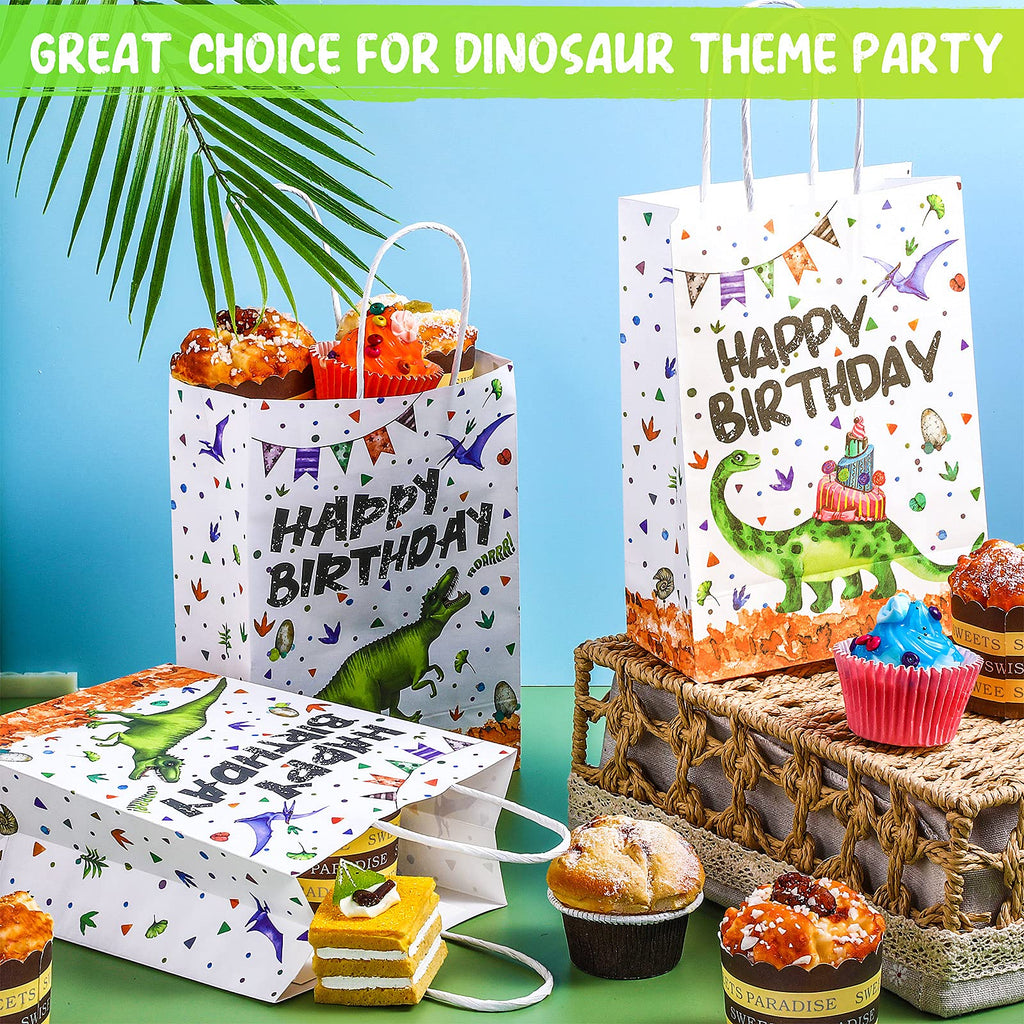 Containlol Dinosaur Birthday Party Bags Happy Birthday Gift Bags Dino Theme Watercolor Dinosaur Candy Treat Goodies Party Favors