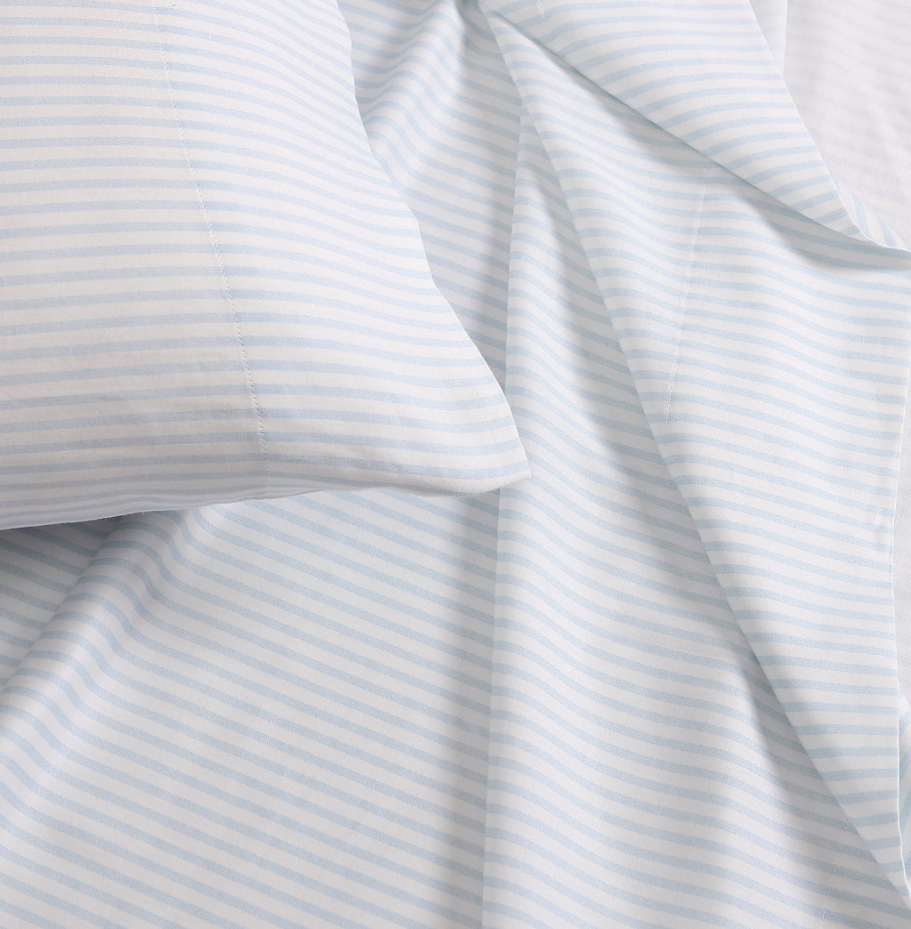 Laura Ashley - King Sheets, Soft Sateen Cotton Bedding Set - Sleek, Smooth, & Breathable Home Decor (Ramona Blue, King)