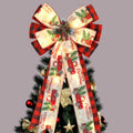 Christmas Tree Topper Bow with 30 LED Lights Decorations, 13   x25    Xmas Large Red Black Buffalo Plaid Rustic Farmhouse Wreath