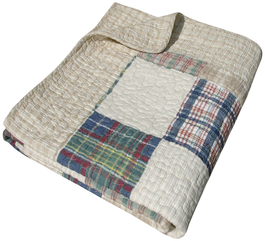 Greenland Home Oxford 100% Cotton Throw Blanket, Tan 50 X 60 In