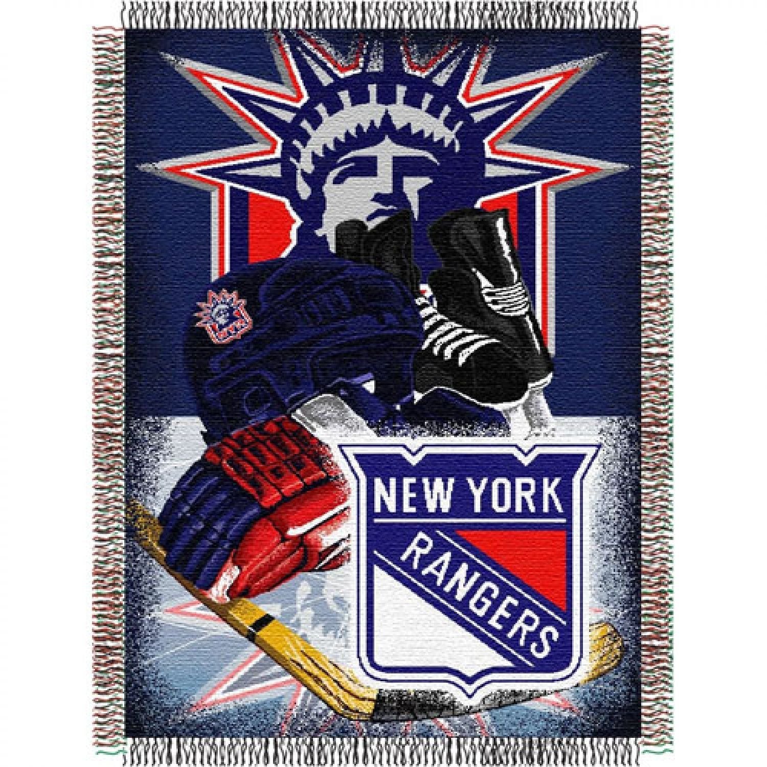 Northwest Nhl New York Rangers Unisex-Adult Woven Tapestry Throw Blanket, 48'' X 60'', Home Ice Advantage