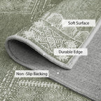 Nicetown Green Kitchen Runner Rug, 2X8 Hallway Runner Rugs For Christmas, Ultra-Thin Foldable Christmas Runner Rug Green Boho Ru