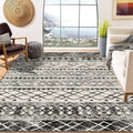 KUTA 6x9 Black Navy Blue Boho Area Rug for Living Room, Moroccan Washable Kitchen Rugs Non Slip, Ultra Soft Print Geometric Entr