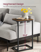 Vasagle C-Shaped End Table, Side Table For Sofa, Couch Table With Metal Frame, Small Tv Tray Table For Living Room, Bedroom, Rustic Brown And Black