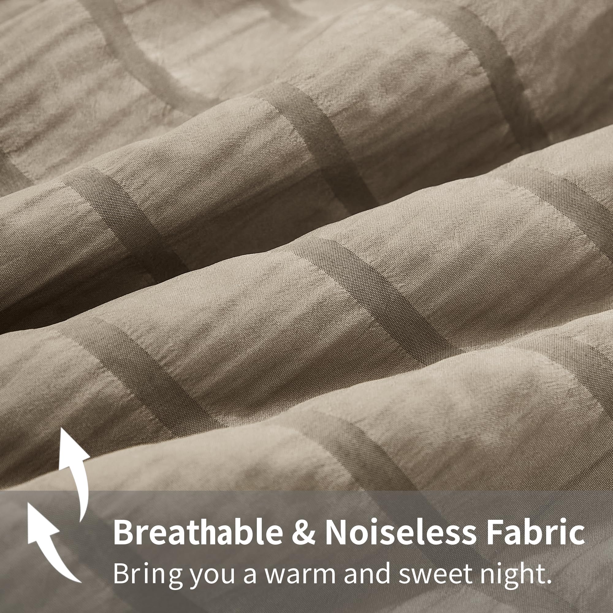 Avelom Taupe Seersucker California King Comforter Set (104X96 Inches), 3 Pieces-100% Soft Washed Microfiber Lightweight Comforter With 2 Pillowcases, All Season Down Alternative Bedding Set