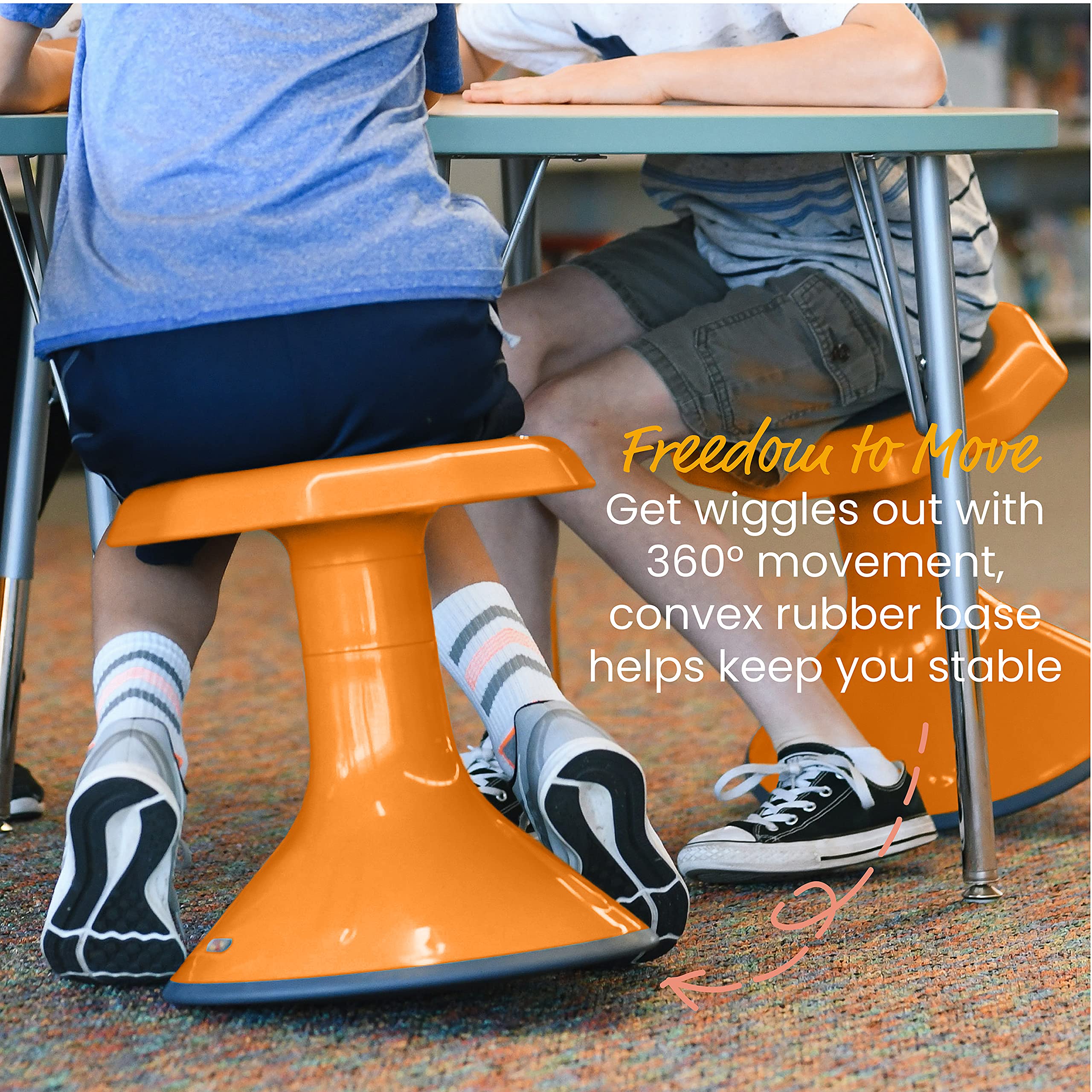 Ecr4Kids Ace Active Core Engagement Wobble Stool, 15-Inch Seat Height, Flexible Seating, Orange