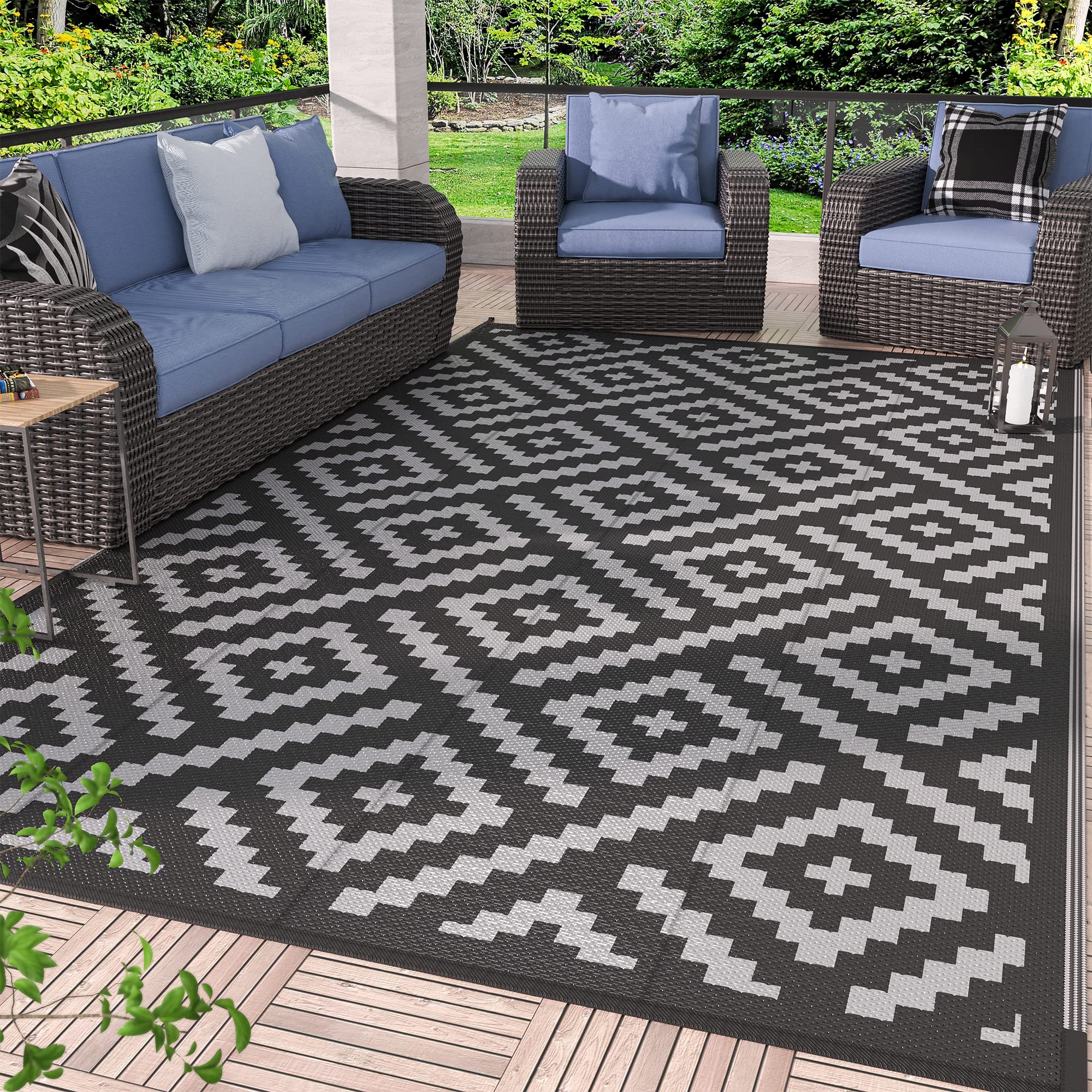 Genimo Outdoor Rug For Patio Clearance,5 'X8 ' Waterproof Mat,Reversible Plastic Camping Rugs,Rv,Porch,Deck,Camper,Balcony,Backy