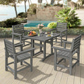 Homenjoy Patio Table and Chairs Set 5 Pieces, HDPE Weather Resistant Outdoor Dining Set with 1.95 Umbrell Hole, Square Outdoor D