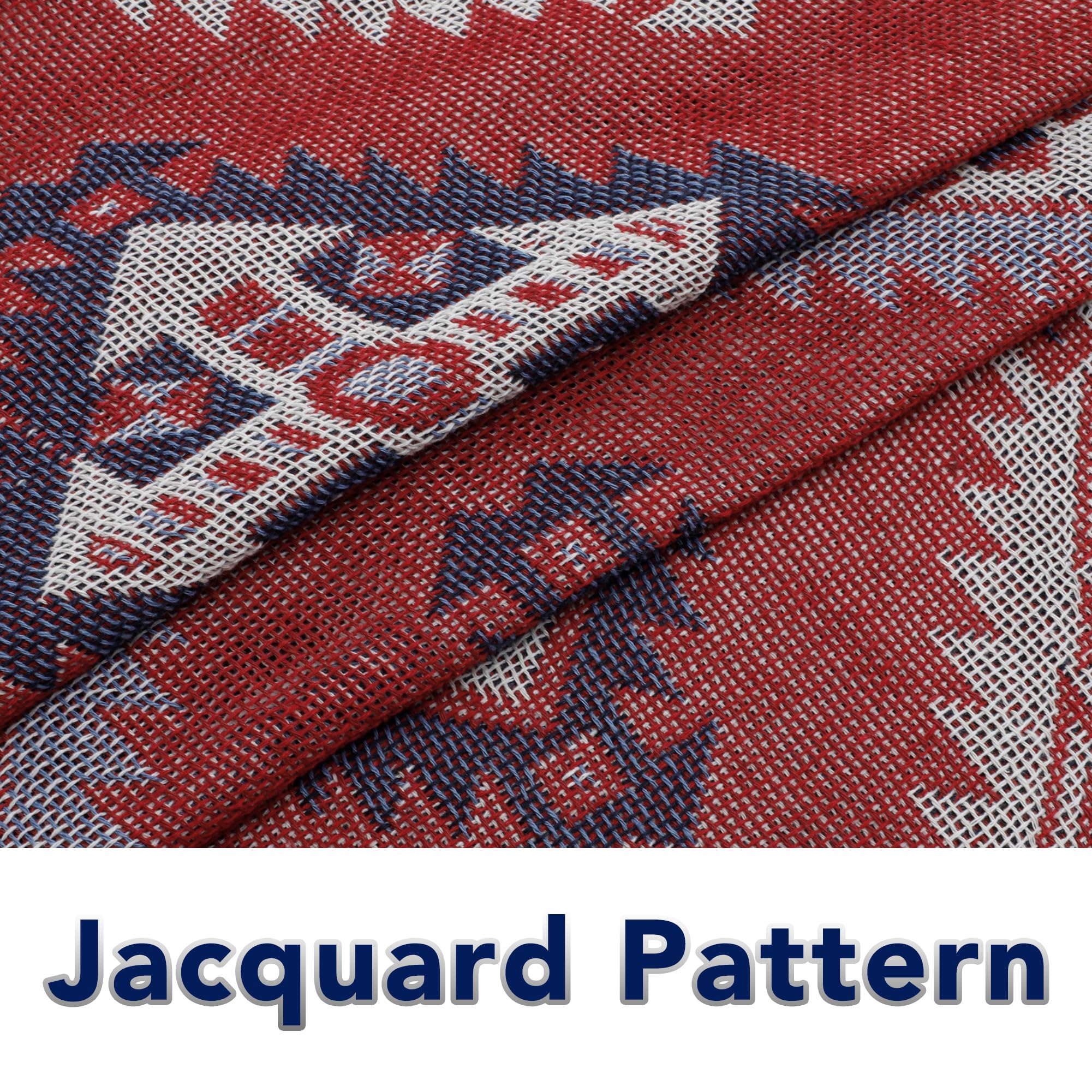 Purefit Geometric Jacquard Throw Sofa Cover - Textured Soft Washable Decorative Couch Covers For 3 Cushion Couch, Throw Cover With Tassels Furniture Protector For Pets, Kids (Large, Bohemia Red)