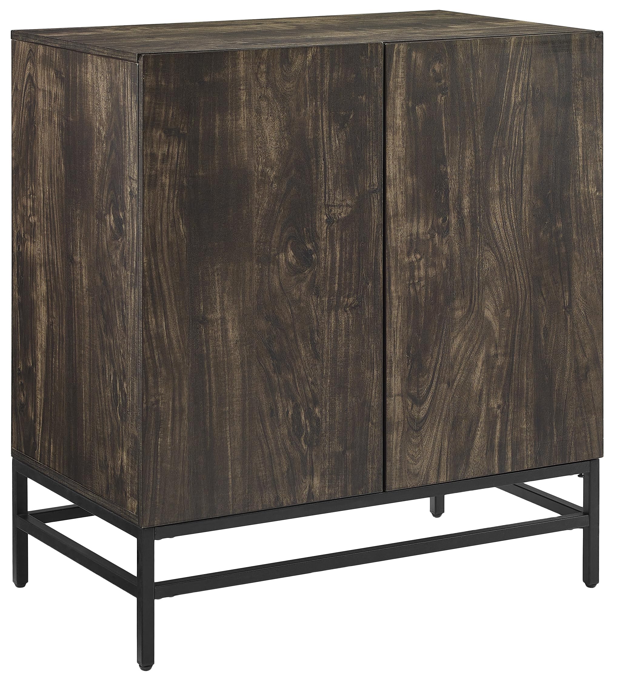 Crosley Furniture Jacobsen Bar Cabinet with Storage Shelves and Wine Rack, Brown Ash/Matte Black