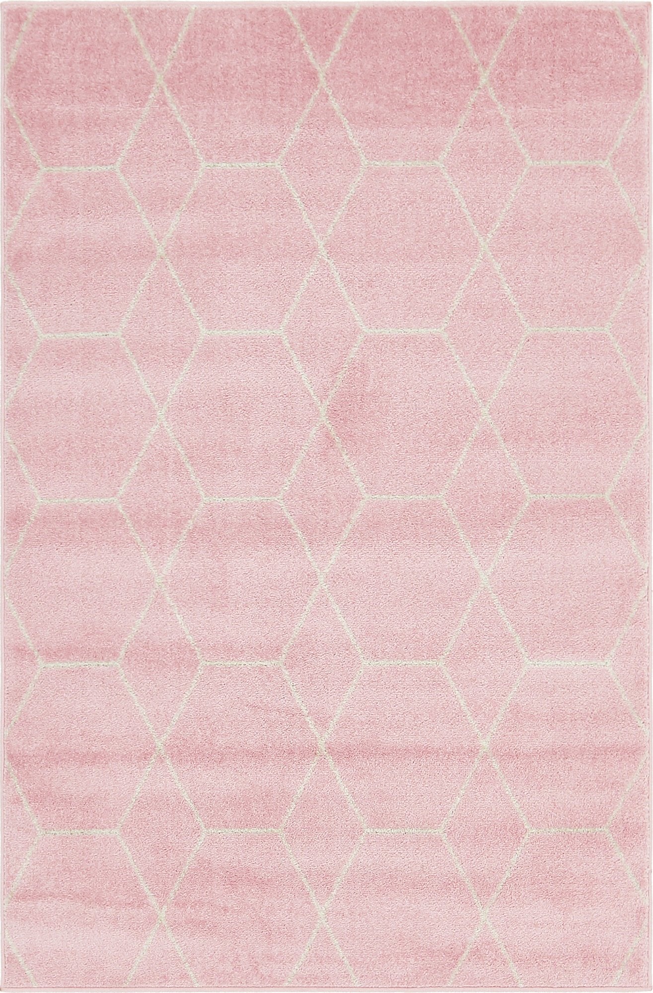 Unique Loom Trellis Frieze Collection Area Rug - Geometric (4 1 x 6 1, Light Pink/ Ivory)