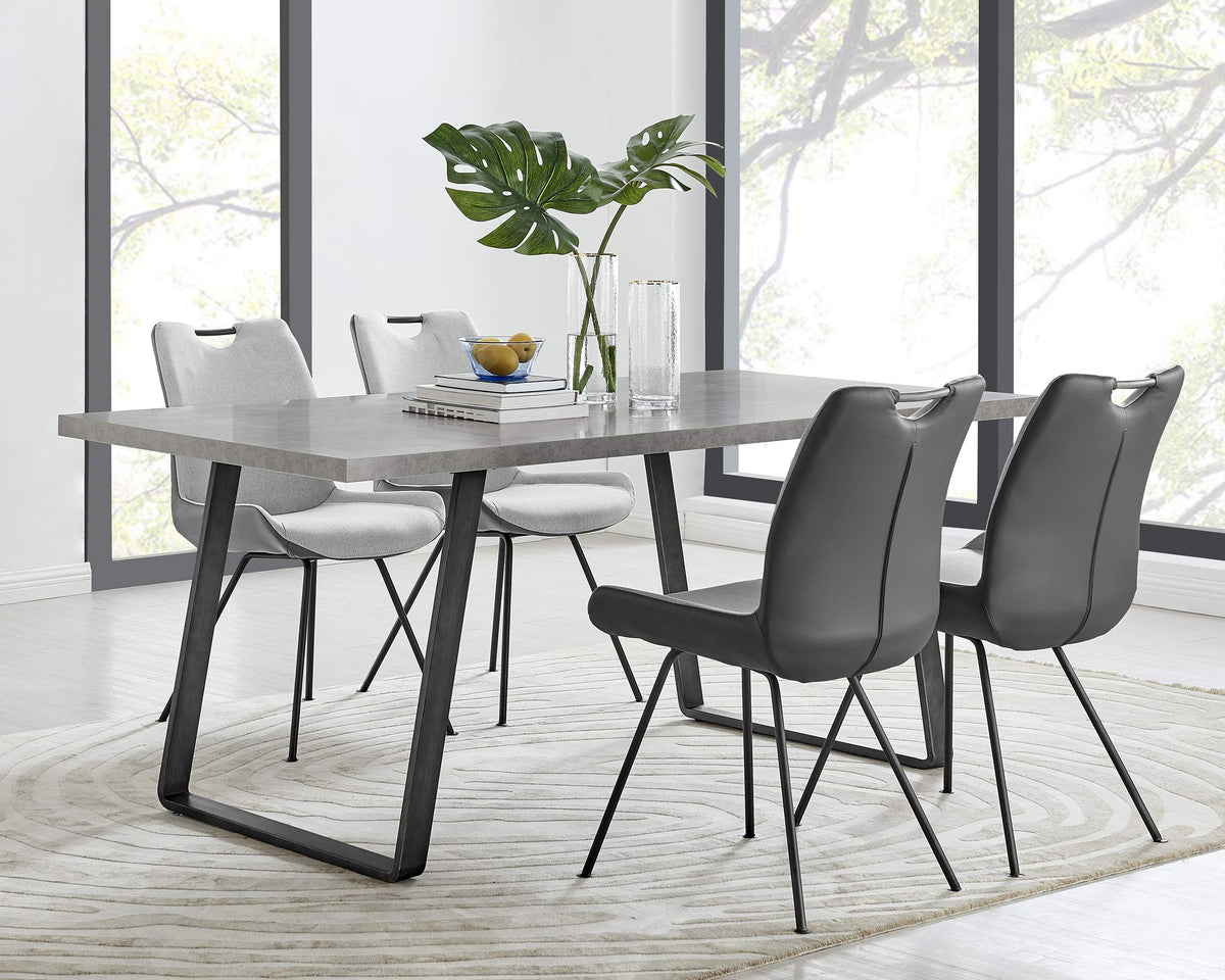 Armen Living Coronado 5 Piece Rectangular Dining Set, Pewter