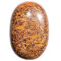 Selenite Charged Hand-Carved Natural Mariam Jasper (Caligraphy Stone) Palm Stone Pocket Worry Stone + Selenite Heart Charging Cr