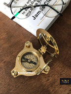 RedSkyTrader Ectoria Sundial Compass - 3 Brass with Wood Box, Gold
