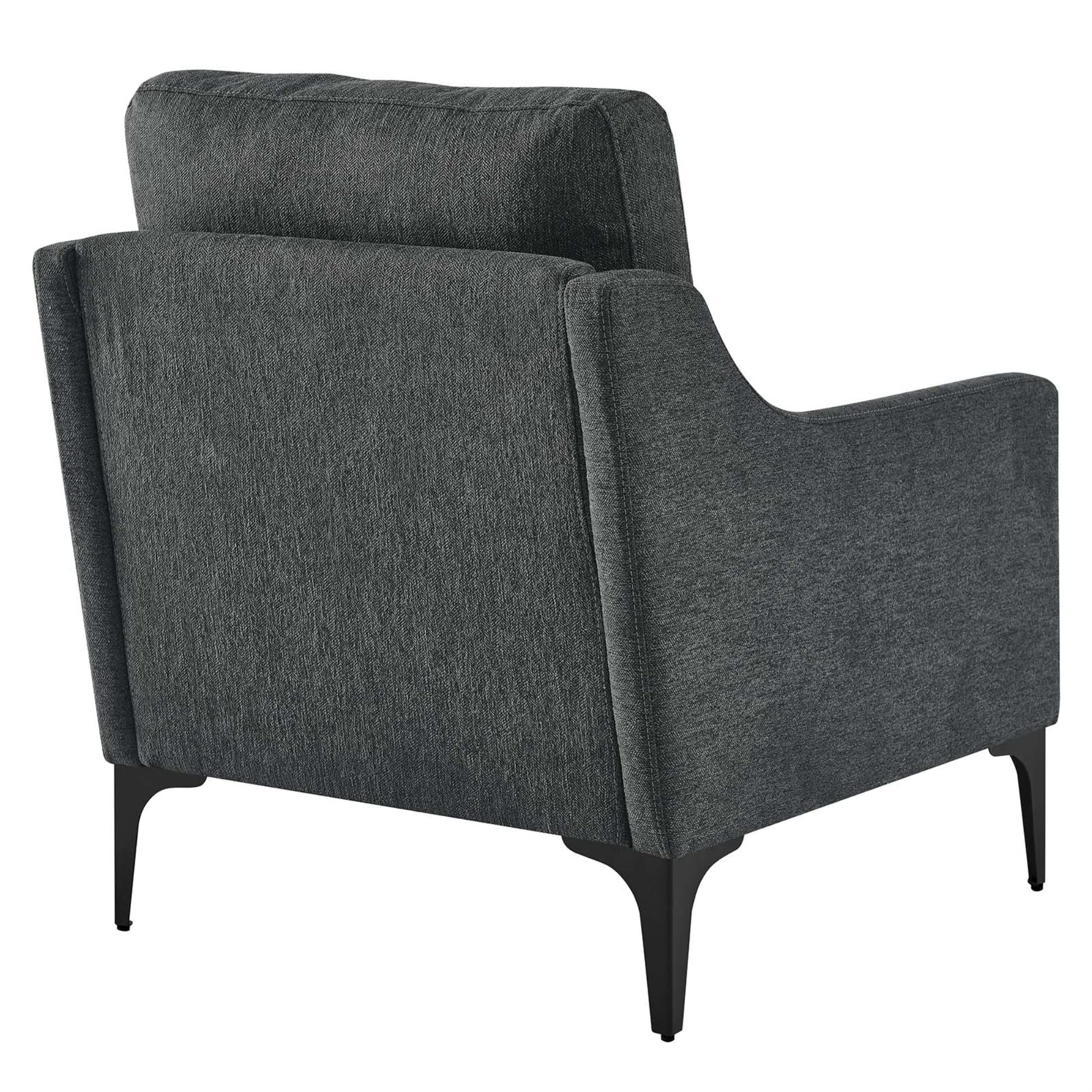 Modway Corland Upholstered Fabric And Metal Armchair In Charcoal