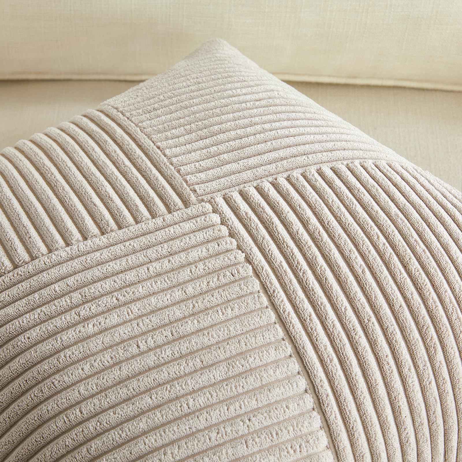 Fancy Homi Set Of 2 Taupe Boho Lumbar Rectangle Decorative Throw Pillow Covers 12X20 Inch With Diagonally Pattern For Couch Bed