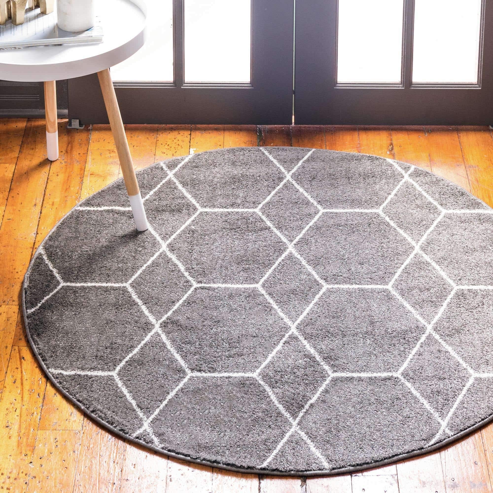 Unique Loom Trellis Frieze Collection Area Rug - Geometric (7 Round, Multi/ Ivory)