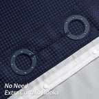 Mitovilla No Hooks Needed Waffle Small Stall Shower Curtain 36 X 74, Navy Blue Half Size Narrow Fabric Cloth Shower Curtain Set