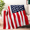 Pavilia Us Flag Patriotic Blanket - American National Flag Throw Blanket For Sofa Couch Bed, Soft Microfiber Fleece Reversible,