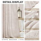 Meetbily 63 Inch Length Linen Back Tab Curtains For Living Room 2 Panels Natural Light Filtering Semi Sheer Boho Curtain Drapes