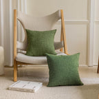 Home Brilliant Set Of 4 Green Pillow Covers 18X18 Farmhouse Lined Linen Pillow Covers Square Cushion Covers 45Cm For Couch Sofa
