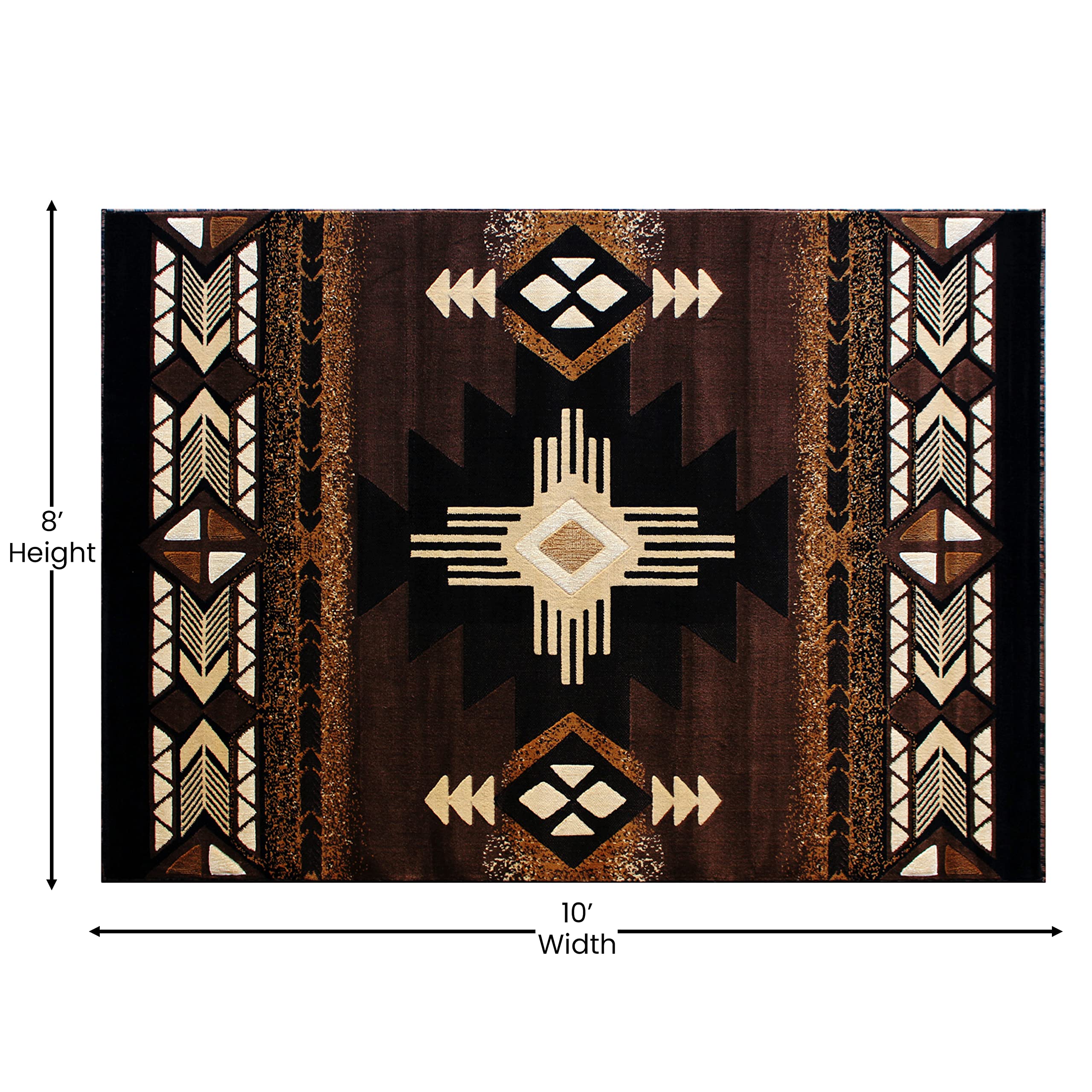 Flash Furniture Mohave Traditional Southwestern Style Area Rug - Rustic Chocolate Accent Rug - 8' X 10' - Olefin Fibers With Jute Backing