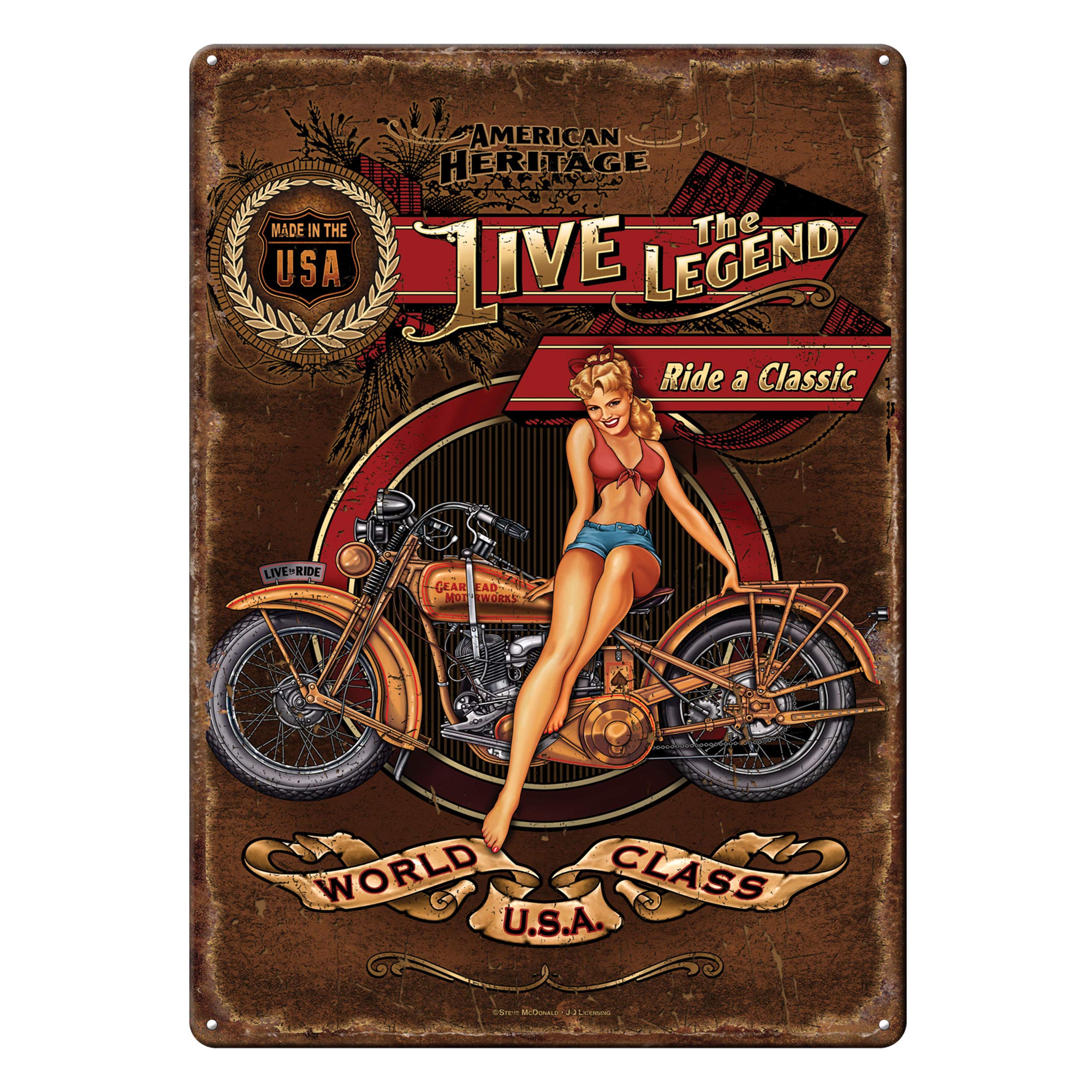 Rivers Edge Products Retro Metal Tin Sign, 17 x 12 Weatherproof Metal Wall Art for Indoor or Outdoor Decor, Vintage Man Cave, Ba