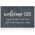 Large Welcome Mat For Front Door Outside Patio Rug Funny Welcome-Ish Gray Doormat Non Slip Rubber Backing Entryway Rugs Waterpro
