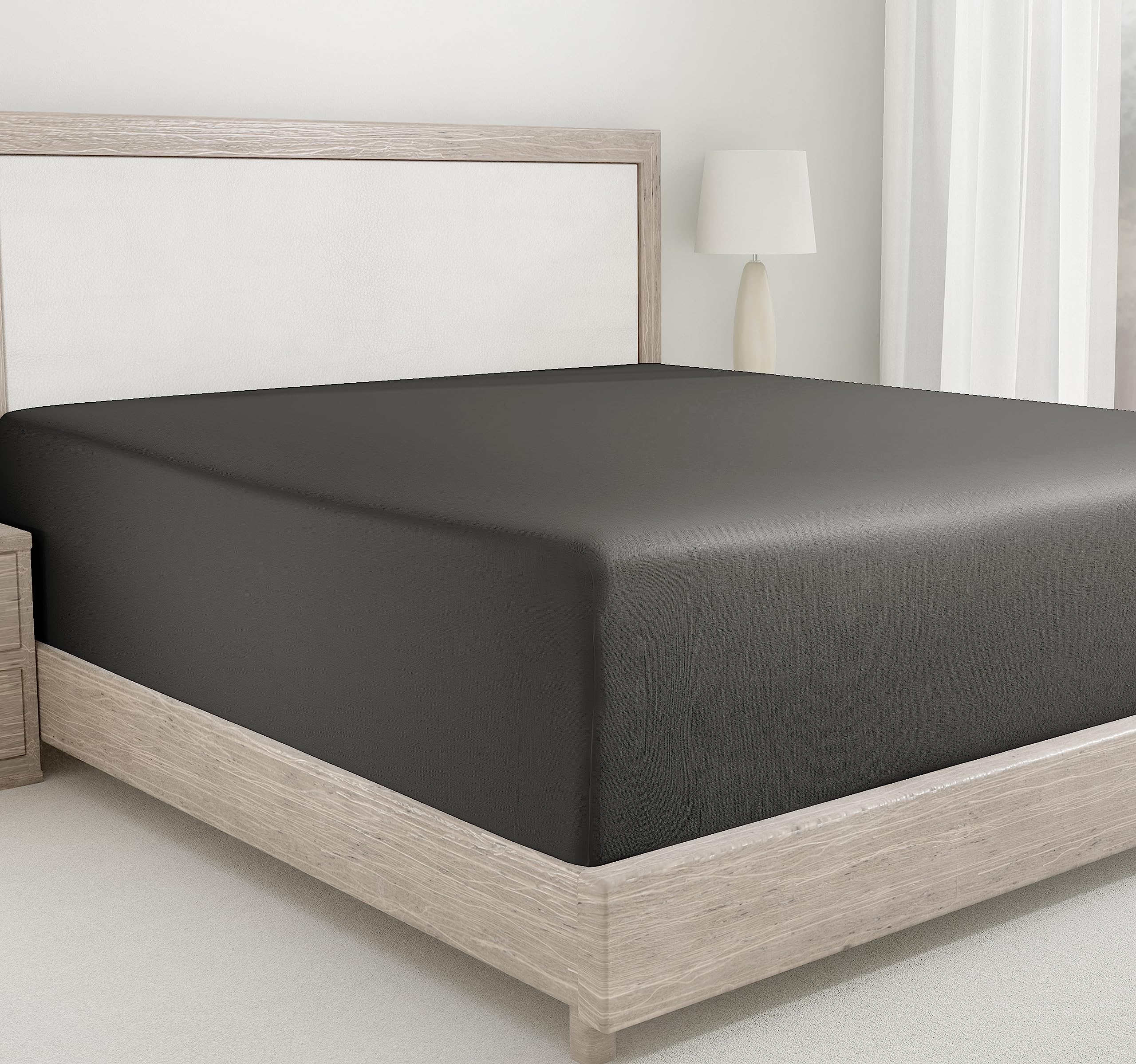 California Design Den Fitted Sheet Queen Deep Pocket, Soft 400 Thread Count 100% Cotton Sateen, No Pop-Off Elastic, Durable Fitt