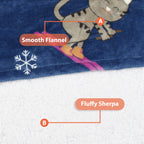Catalonia Ski Cat Print Oversized Hoodie Blanket Sweatshirt, Wearable Sherpa Giant Pullover For Adults Men Women Teenagers Wife