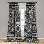 Ambesonne Southwestern Window Curtains, Monochrome Colors Design With Zigzags Arrows And Cultural Motifs, Lightweight Decor 2-Pa