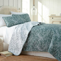 Southshore Fine Living, Inc. Reversible Oversized Quilt Bedding Set, Printed Floral Soft Coverlet Bedspread 3-Piece With Two Mat