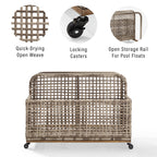 Crosley Furniture Ridley Wicker Outdoor Storage Pool Caddy for Floats, Patio Furniture Cushions, Distressed Gray/Brown
