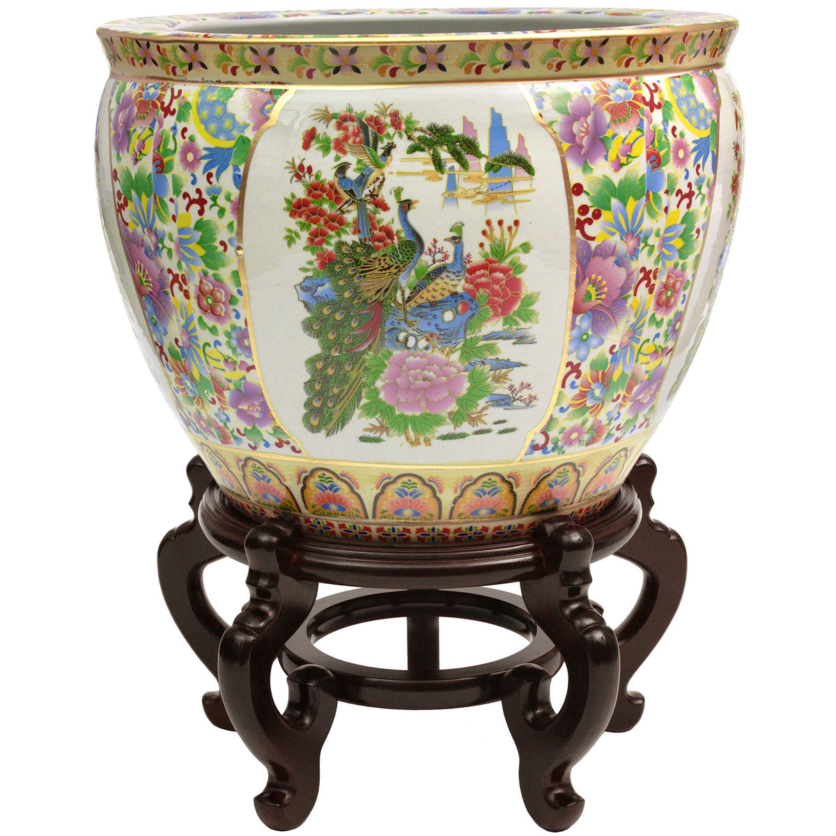 Red Lantern 18' Satsuma Birds & Flowers Porcelain Fishbowl