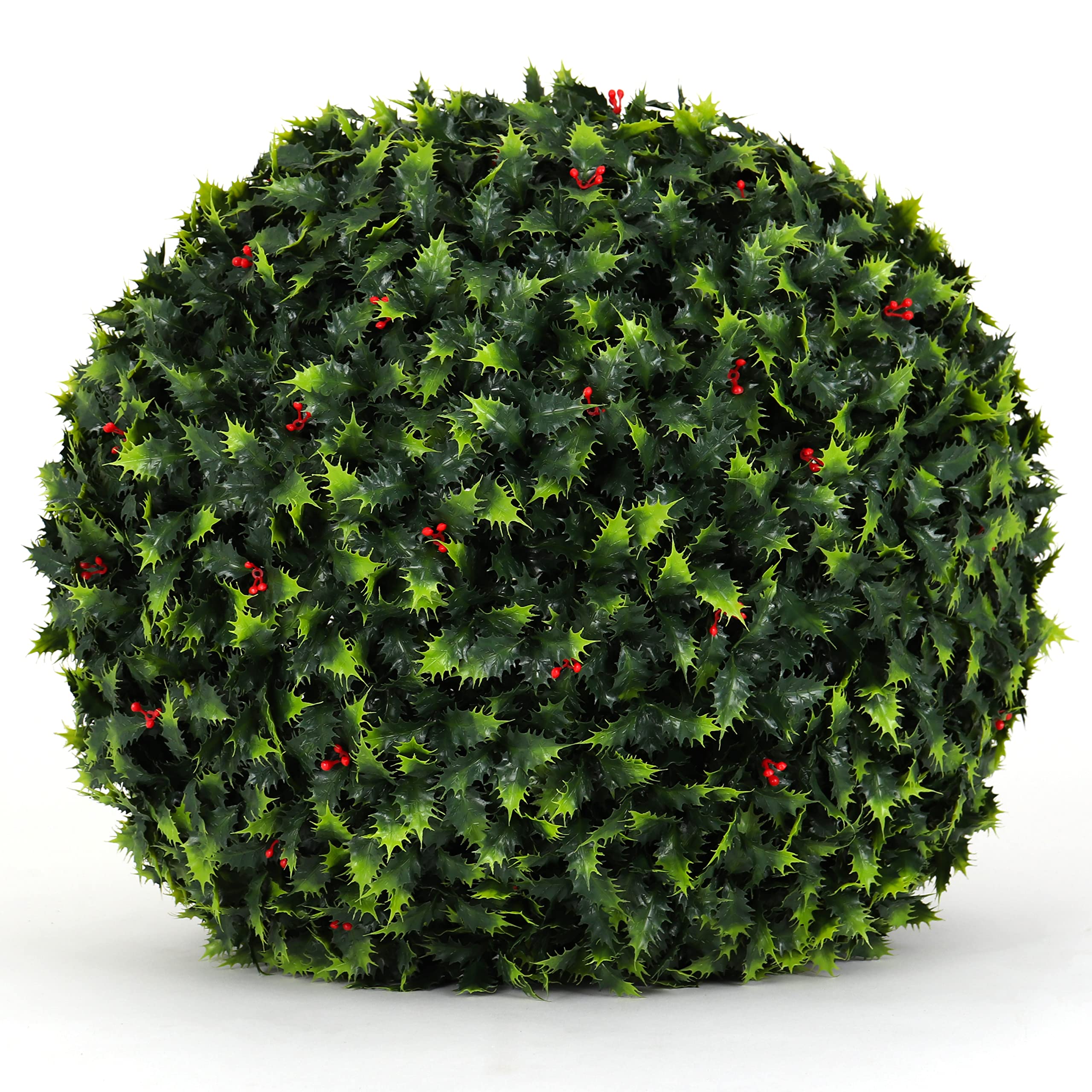 3rd Street Inn Holly Topiary Ball - 19 Artificial Topiary Plant - Wedding Decor - Indoor/Outdoor Artificial Plant Ball - Topiary
