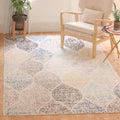 SAFAVIEH Madison Collection Accent Rug - 3 x 5, Ivory & Blue, Glam Ogee Trellis Distressed Design, Non-Shedding & Easy Care, I