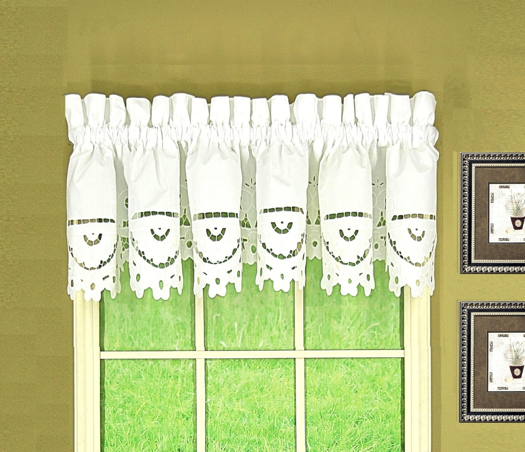 Today'S Curtain Imperial Classic Drawn Cutwork Valance, 14-Inch, White