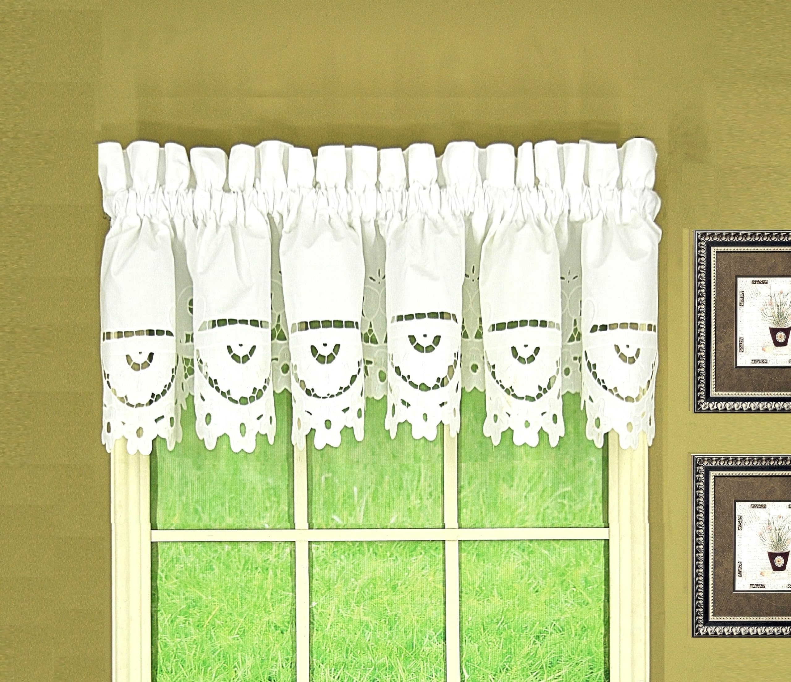 Today'S Curtain Imperial Classic Drawn Cutwork Valance, 14-Inch, White