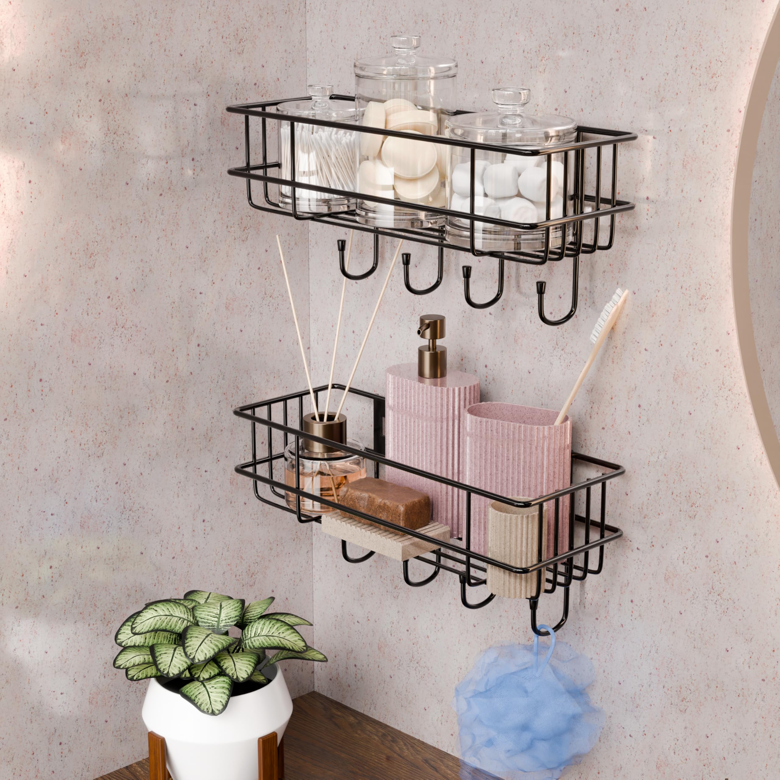 Lifelong Bathroom Shelf For Storage  Strong & Sturdy Wall Mounted Washroom Rack  Single Layer Multipurpose Towel Holder  Rust