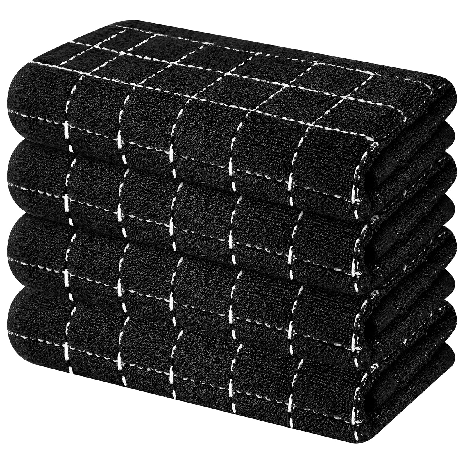 Mordimy 100% Cotton Terry Cloth Kitchen Towels, Super Soft and Absorbent Dish Towels for Drying, Checkered Designed Hand Towels 