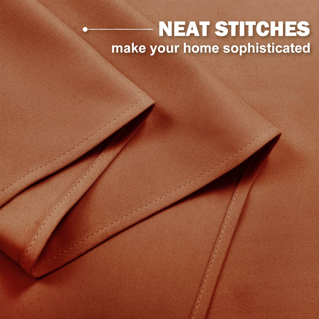 Nicetown Short Valance Curtains Blackout Kitchen Valance Solid Grommet Top Window Treatments Curtain Valance For Kitchen Bathroom Basement Windows, 29' W X 30' L, 2 Panels, Burnt Orange