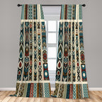 Ambesonne Bohemian Window Curtains Pack Of 2, Modern Ethnic Themed Ornaments With Southwestern Inspirations, Lightweight Set Wit