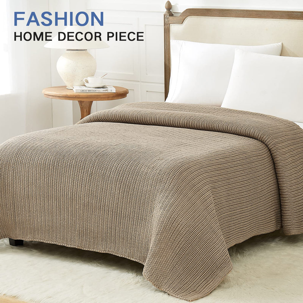 Guohaoi Knitted Weighted Blanket Beige 50"x60" 5lbs Soy Fiber Chunky Knit