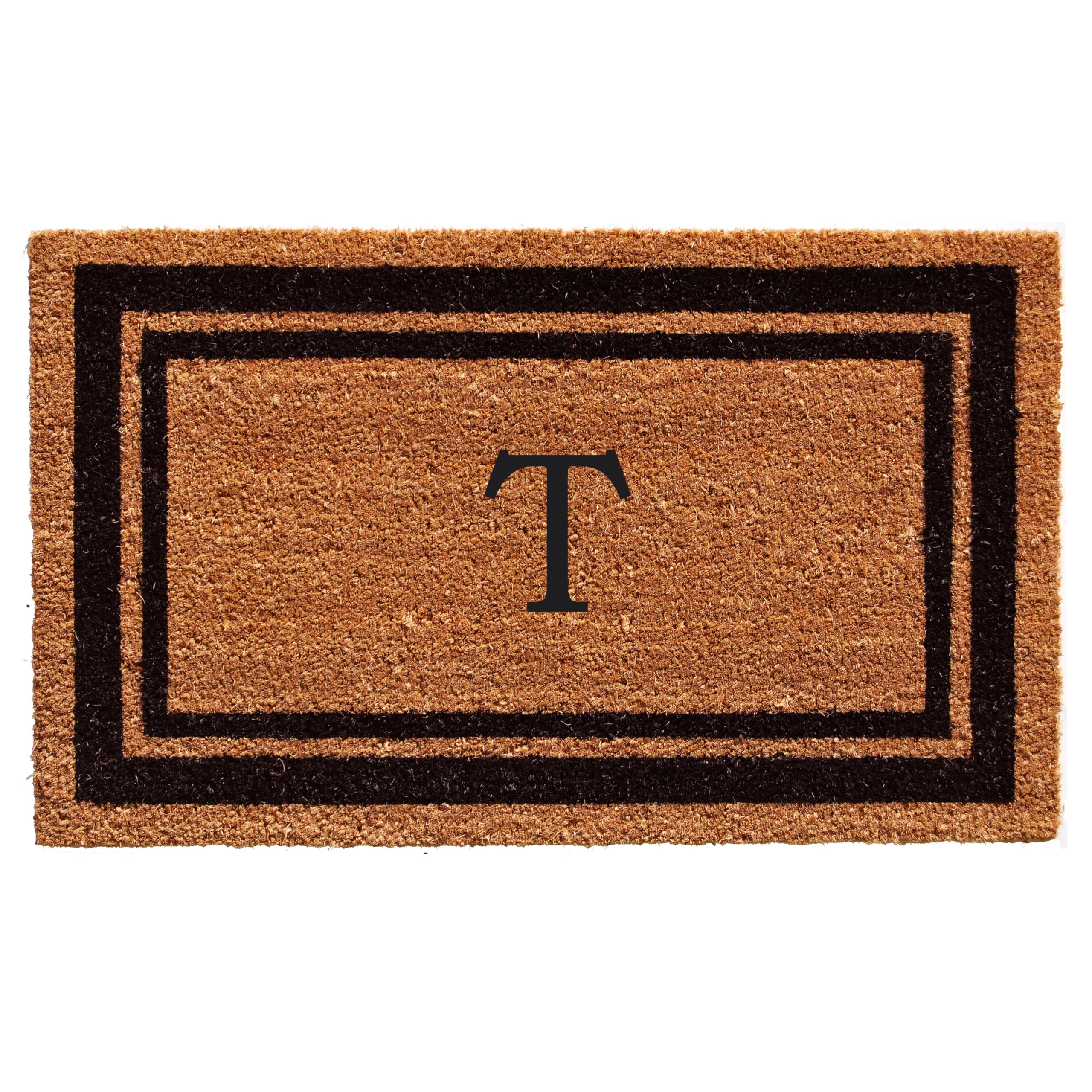 Calloway Mills 152961830T Black Border 18' X 30' Monogram Doormat, (Letter T)