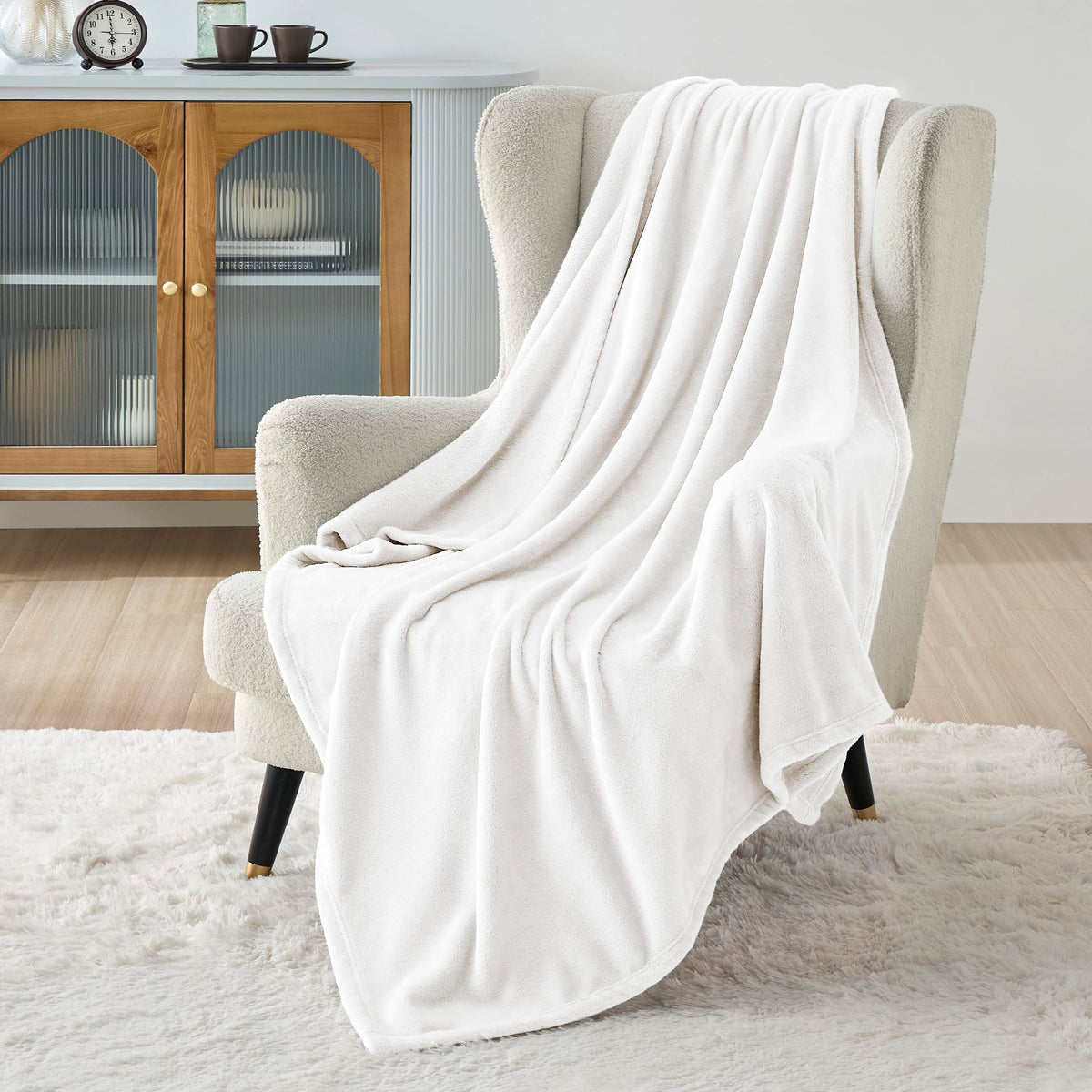 Bedsure White Fleece Blanket 50X70 Blanket - 300Gsm Soft Lightweight Plush Cozy Blankets For Bed, Sofa, Couch, Travel, Camping