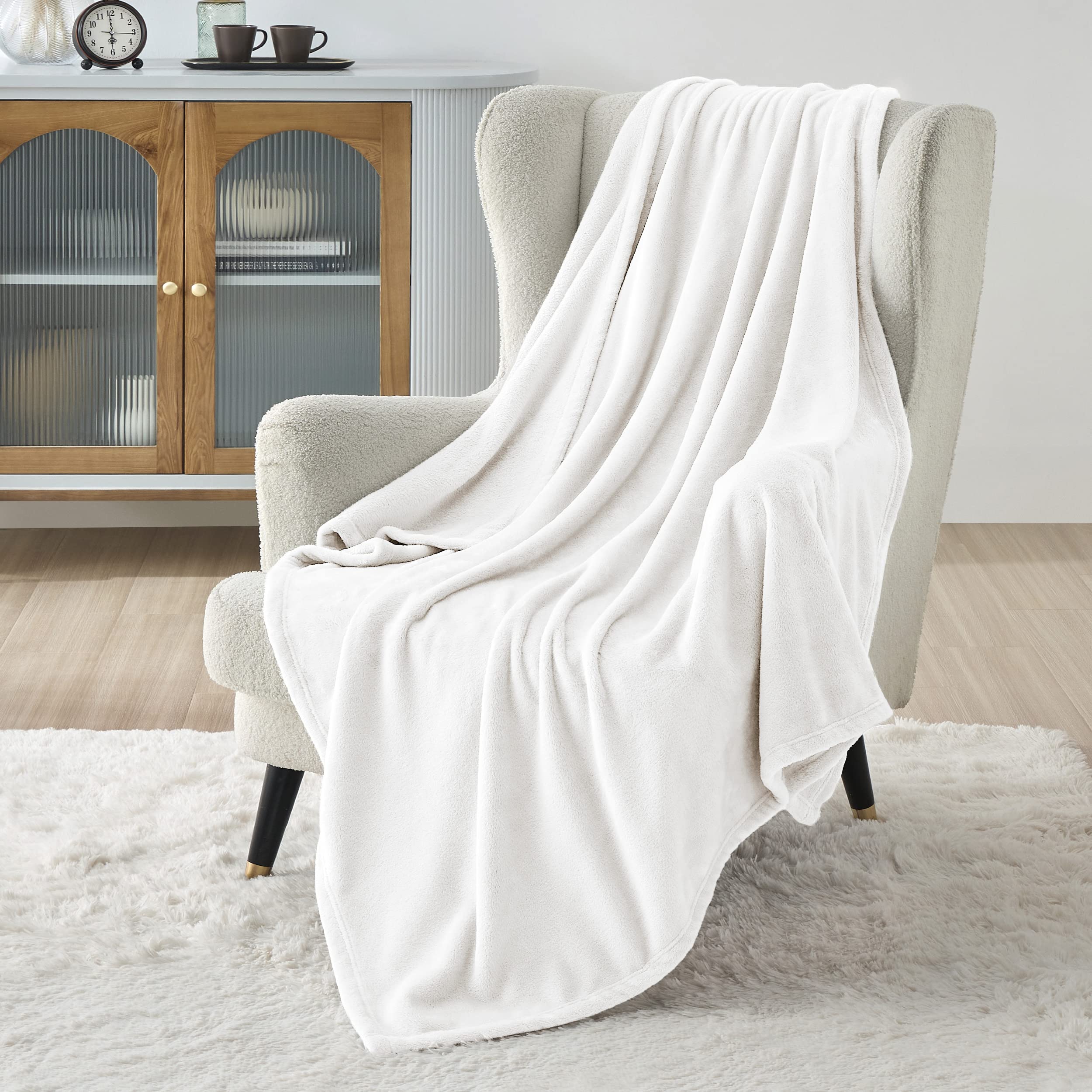 Bedsure White Fleece Blanket 50X70 Blanket - 300Gsm Soft Lightweight Plush Cozy Blankets For Bed, Sofa, Couch, Travel, Camping