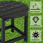 Lzrs Round Adirondack Side Table End Table, Outdoor Side Tables For Patio, Backyard,Pool, Indoor Companion, Easy Maintenance & Weather Resistant(Black)