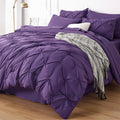 Bedsure Purple Comforter Set Queen - Bed In A Bag Queen 7 Pieces, Pintuck Bedding Sets Purple Bed Set With Comforter, Sheets, Pi